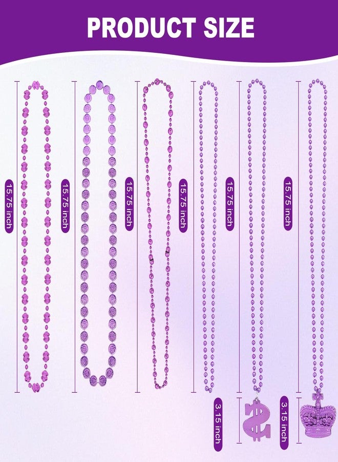 Becfupo 150 Pcs Metallic Mardi Gras Beaded Necklaces Bulk, Purple, Gold, Green, Unisex Adults, Mardi Gras Bead Necklaces - Image 3